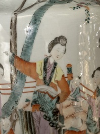 Five Chinese famille rose vases with figural design, 19/20th C.