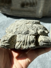 Six Gandhara grey schist fragments with divinities and floral design, 1/4th C.