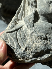 Six Gandhara grey schist fragments with divinities and floral design, 1/4th C.