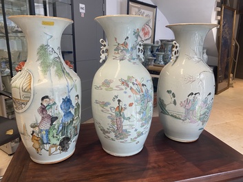 Seven Chinese famille rose vases, 19/20th C.