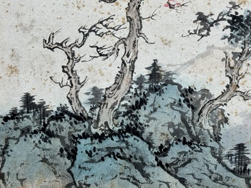 Pu Xinyu 溥心畬 (1896-1963): 'Mountainous landscape', ink and colour on paper
