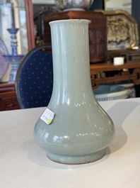 A Chinese Longquan celadon bottle vase, Song/Ming