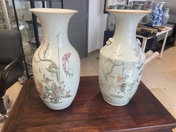 Seven Chinese famille rose vases, 19/20th C.