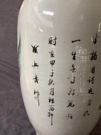 Five Chinese famille rose vases with figural design, 19/20th C.