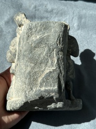 Four Gandhara grey schist fragments with Buddha and Bodhisattva, 1st/3rd C.