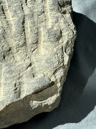 A Gandhara grey schist fragment of a seated Buddha with his disciple and a fragment with five figures, 1st/3rd C.