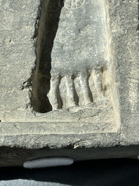 Six Gandhara grey schist fragments with divinities and floral design, 1/4th C.