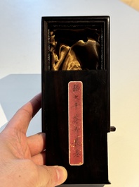 Zhang Daqian 張大千 (1898-1983): 'Fruit and vegetables', ink and colour on paper, with 'Zitan' wooden box, dated 1957