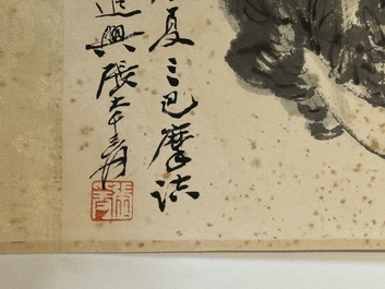 Zhang Daqian 張大千 (1898-1983): 'Fruit and vegetables', ink and colour on paper, with 'Zitan' wooden box, dated 1957