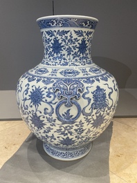 A large Chinese blue and white 'hu' 'bajixiang' vase, Yongzheng mark, 19/20th C.