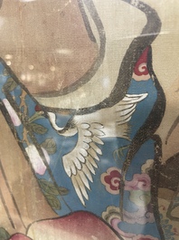 Chinese school: 'Presenting peaches to Xiwangmu', ink and colour on silk, 19th C.