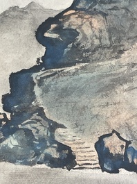 Chinese school: 'Album with eight various works', ink and colour on paper, 20th C.