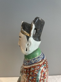 Three Chinese famille rose figures of star gods, seal marks, 19/20th C.