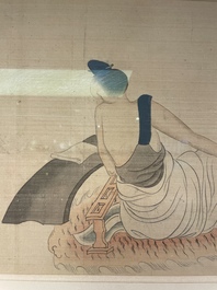 Chinese school: A series of four paintings, ink and colour on silk, signed Qi Qi 岐琦, dated 1886