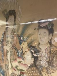 Chinese school: 'Presenting peaches to Xiwangmu', ink and colour on silk, 19th C.