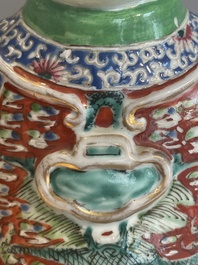 Three Chinese famille rose figures of star gods, seal marks, 19/20th C.