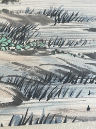 Chinese school: 'Album with eight various works', ink and colour on paper, 20th C.