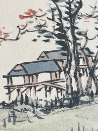 Chinese school: 'Album with eight various works', ink and colour on paper, 20th C.