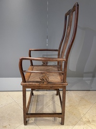 A pair of Chinese Huanghuali wood chairs, Ming