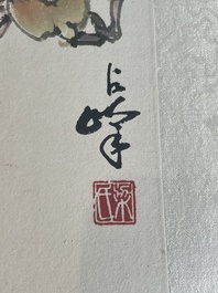 Chinese school: 'Album with eight various works', ink and colour on paper, 20th C.