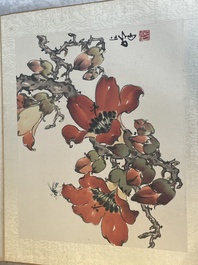 Chinese school: 'Album with eight various works', ink and colour on paper, 20th C.