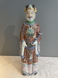 Three Chinese famille rose figures of star gods, seal marks, 19/20th C.