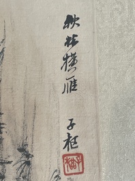 Chinese school: 'Album with eight various works', ink and colour on paper, 20th C.