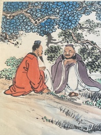 Chinese school: 'Album with eight various works', ink and colour on paper, 20th C.