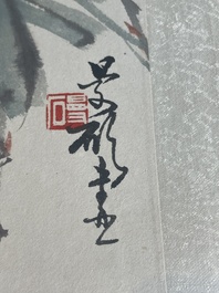 Chinese school: 'Album with eight various works', ink and colour on paper, 20th C.