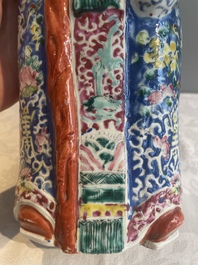 Three Chinese famille rose figures of star gods, seal marks, 19/20th C.