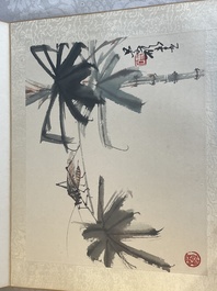Chinese school: 'Album with eight various works', ink and colour on paper, 20th C.