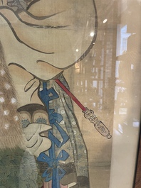 Chinese school: 'Presenting peaches to Xiwangmu', ink and colour on silk, 19th C.
