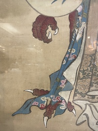 Chinese school: 'Presenting peaches to Xiwangmu', ink and colour on silk, 19th C.