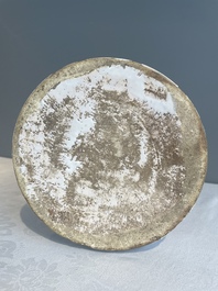 A large Dutch Delft blue and white albarello, inscribed 'Corenten', 18th C.