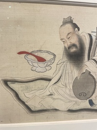 Chinese school: A series of four paintings, ink and colour on silk, signed Qi Qi 岐琦, dated 1886