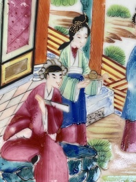 Thirteen Chinese Canton famille rose plates with narrative design, 19th C.