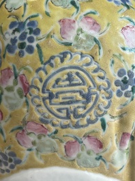 Three Chinese famille rose figures of star gods, seal marks, 19/20th C.