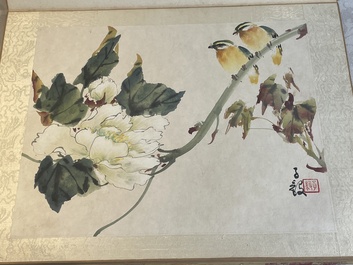 Chinese school: 'Album with eight various works', ink and colour on paper, 20th C.