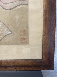 Chinese school: 'Presenting peaches to Xiwangmu', ink and colour on silk, 19th C.