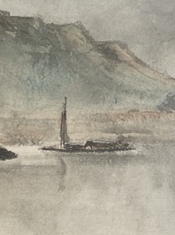 Chinese school: 'Album with eight various works', ink and colour on paper, 20th C.