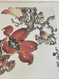 Chinese school: 'Album with eight various works', ink and colour on paper, 20th C.