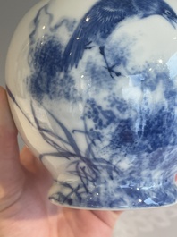 A Chinese blue and white vase in the style of Wang Bu, Yongzheng mark, 20th C.