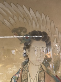 Chinese school: 'Presenting peaches to Xiwangmu', ink and colour on silk, 19th C.