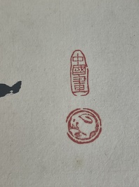Chinese school: 'Album with eight various works', ink and colour on paper, 20th C.