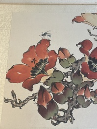 Chinese school: 'Album with eight various works', ink and colour on paper, 20th C.