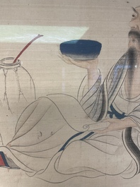 Chinese school: A series of four paintings, ink and colour on silk, signed Qi Qi 岐琦, dated 1886