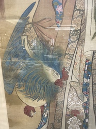 Chinese school: 'Presenting peaches to Xiwangmu', ink and colour on silk, 19th C.