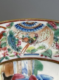 Thirteen Chinese Canton famille rose plates with narrative design, 19th C.