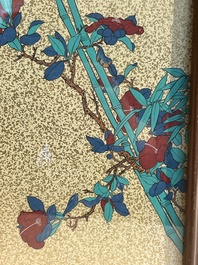 Qi Baishi 齊白石 (1864-1957) and Yu Feian 于非闇 (1889-1959): 'Peaches' and 'Birds on bamboo', ink and colour on paper and gold paper