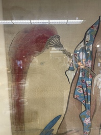 Chinese school: 'Presenting peaches to Xiwangmu', ink and colour on silk, 19th C.
